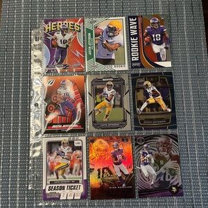 🏈 Justin Jefferson, Lot of 9 NFL Football Trading Cards, Minnesota Vikings